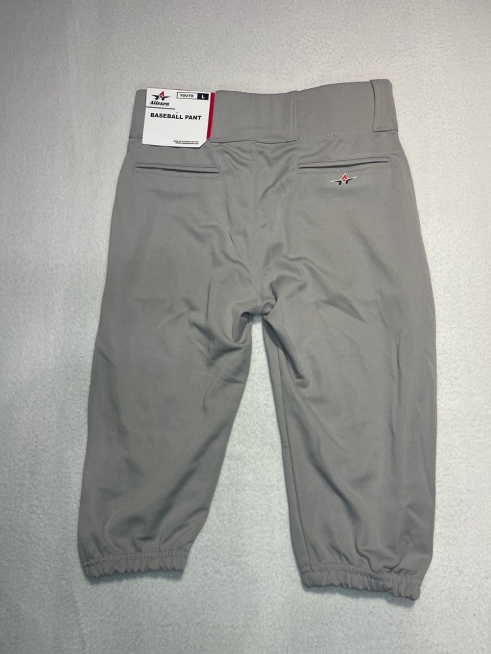 NWT All-Star Youth Large Gray Baseball Pants Elastic Cuff Boys